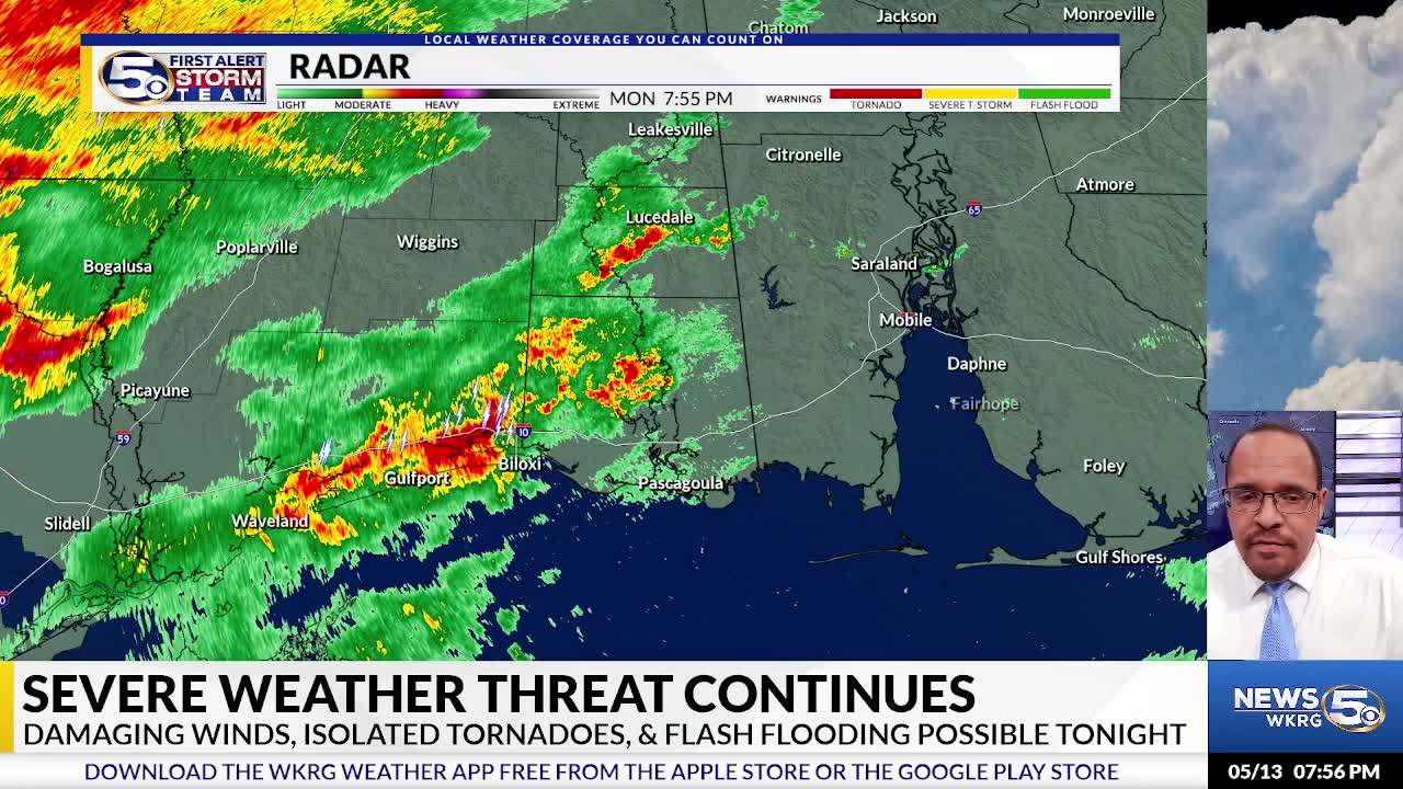 8:00 PM Monday Severe Weather Update – WKRG News 5
